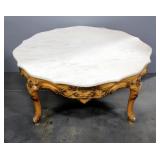 Prince Howard Furniture Co. KC, MO Marble Topped Coffee Table, 15.5"H x 37"Dia