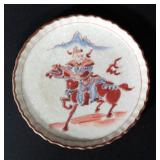 Kutani Plate With Red And Blue Samurai, 6.5"Dia