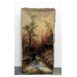 William Henry Chandler (1854 - 1928) Signed Original Oil Painting "Mountain Stream" Scene, 28" x 14"