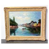 Original Oil On Canvas "The Canal" By John Clymer, Born 1932 Brighton, England, Framed 32" x 39"