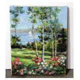 Original Oil On Canvas "Lakeside" By F. Arasgrasted, Unframed 16" x 20"