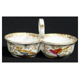 Porcelain Double Salt Cellar By Meissen, Germany, 19th Century With Center Handle