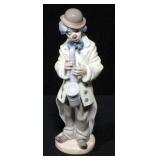 Lladro French Porcelain Clown Playing Saxophone, 9"H, Signed