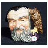 Royal Doulton English Porcelain "Merlin" Signed, Toby Mug, 2.5"H