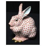 Herend Hungarian Porcelain Figurine "Rabbit" In Rust Fishnet
