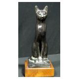 Museum Copy Black Egyptian Cat "Bastet" With Bonded Base, 12"H