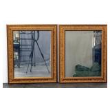 Gold Framed Decorative Mirrors, 25" x 21", Qty 2