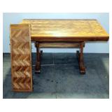 Formal Dining Table With Herringbone Accents And Two Extra Leaves, 29.5"H x 60"L x 37.5"W Plus Two 1