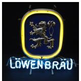 Lowenbrau Neon Beer Sign With Griffin Top, 18"H, Powers Up