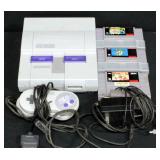 Super Nintendo Entertainment System SNS-001 With Controllers, Power Supply And Three Games