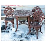 Cast Iron Style Plastic Patio Set, Three Chairs And Table