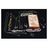 14k 18" Herringbone Chain, Antique Coral Branches, Qty 4 And Costume Jewelry