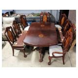 Large Rosewood Dining Room Table 29"H x 69"L x 43"W With Two Leaves 15"W Each, Eight Chairs And Cust