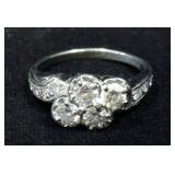 Circa 1910 14k White Gold With Four .25ct Diamond Center Stones And 8 Side Diamonds, Approx TCW 1.10