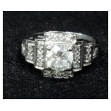 Estate Jewelry 14k White Gold And Diamond Engagement/Cocktail Ring, Size 3.75