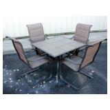 Tile Topped Patio Table 40" x 40" With Extra Tile For Umbrella Pole And 4 Chairs