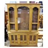 China Hutch With Lattice Front Doors, 73"H x 49"W x 16"D