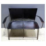 Leather And Wrought Iron Love Seat/Bench, 33"H x 45"L x 18"D