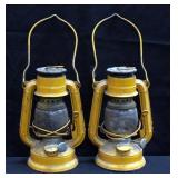 Sears Winged Wheel #350 Yellow Tin Kerosene Lanterns, Approx 7"H, Made In Japan