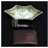 Vello-Bole Smoked Tobacco Pipe Cured In Pure Honey, Leather Wallet Marked "King" And Royal Haeger Ce