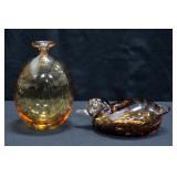 Heavy Murano Glass Duck And Heavy Matching Vase 8"H
