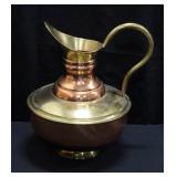 Large Copper And Brass Style Ewer 14.5"H x 12"Dia