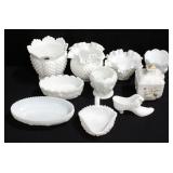 Milk Glass, Hobnail, Grape And More, Vase, Candy Baskets, And More, Total Qty 10