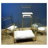 Doll Furniture, Iron Bed, Rocking Chair, High Chair, Table, Two Chairs And Coat Rack