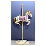 Painted Carousel Horse On Pedestal, 65"H x 29"L
