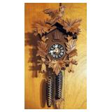 Vintage Birds And Leaves, 8 Days Traditional German Black Forest Cuckoo Clock 9" x 7" x 4"