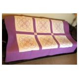 Hand Pieced, Machine Quilted, Floral Cross Stitch Quilt, 92" x 73"