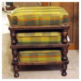Cane Back Dining Chair And Retro 3 Piece Foot Stool Set
