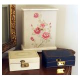 5 Drawer Jewelry Hutch And Vintage Vinyl Covered Jewelry Boxes
