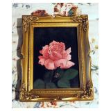 Deloris Tonzi Hand Painted Roses On Canvas, Cast Resin Rose Platter And Lifesake Rose Music Case Pla