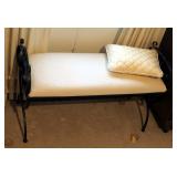 Wrought Iron Bench With Upholstered Seat, 2.5" x 36" x 15"