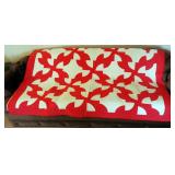 Hand Pieced Machine Quilted Polk A Dot Quilt, 82" X 71"