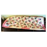 Hand Pieced Machine Stitched Quilt In The Fan Pattern, 72" x 78"
