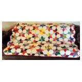 Hand Pieced And Hand Stitched Star Pattern With Pointed Scallop Edge, 86" x 70"