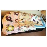 Hand Pieced & Quilted Ring Quilt, 70" x 86", Hand Pieced Machine Stitched Star Burst Quilt, 72" x 86