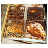 Copper Collection Including Tea Pots, Trivets Qty 4, Decanter And More, 11 Total Pieces