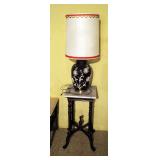 Marble Top Pedestal Table And Ceramic Table Lamp