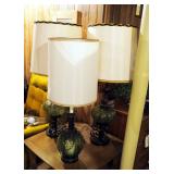 Green Glass Globe Table Lamps With Metal Accents Qty 3, 38" Tall