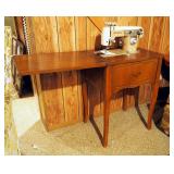 Vintage Electric Dress Master Sewing Machine Model # 400S Includes Foot Pedal And Wood Machine Cabin