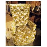Vintage, Early American, Upholstered Pedestal Rocker And Side Chair