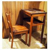 Antique Solid Wood Student Desk 27.5" x 18.5" x 13.5" And Matching Chair