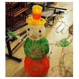 Wire Lighted Yard Display To Include Angel, Snowman And Reindeer