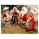 Lighted Animatronic Santa, Mrs Clause And Carolers, 4 Total Pieces