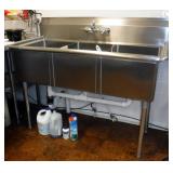Stainless Steel 3-Basin Sink 44"H x 53"w x 26"D