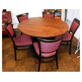 Round Pedestal Diner Table 30"H x 47.5"W With Upholstered Dining Chairs Qty. 5