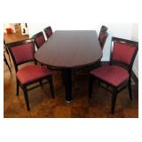 Wall Hugging Dining Table 30"H x 30"W x 71"D, Seats 6 With Upholstered Dining Chairs Qty. 6